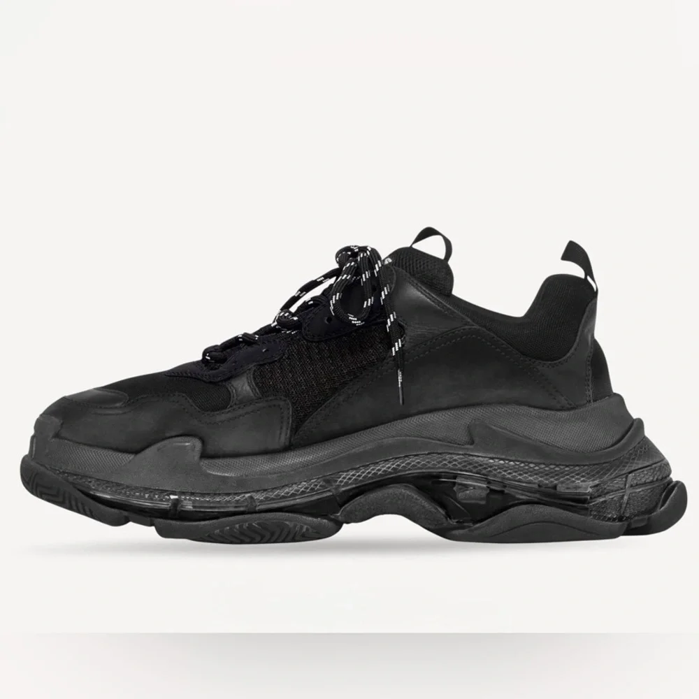 Balenciaga Triple S Clear Sole Chunky Luxury Sneaker in Black - Picture 2 of 7